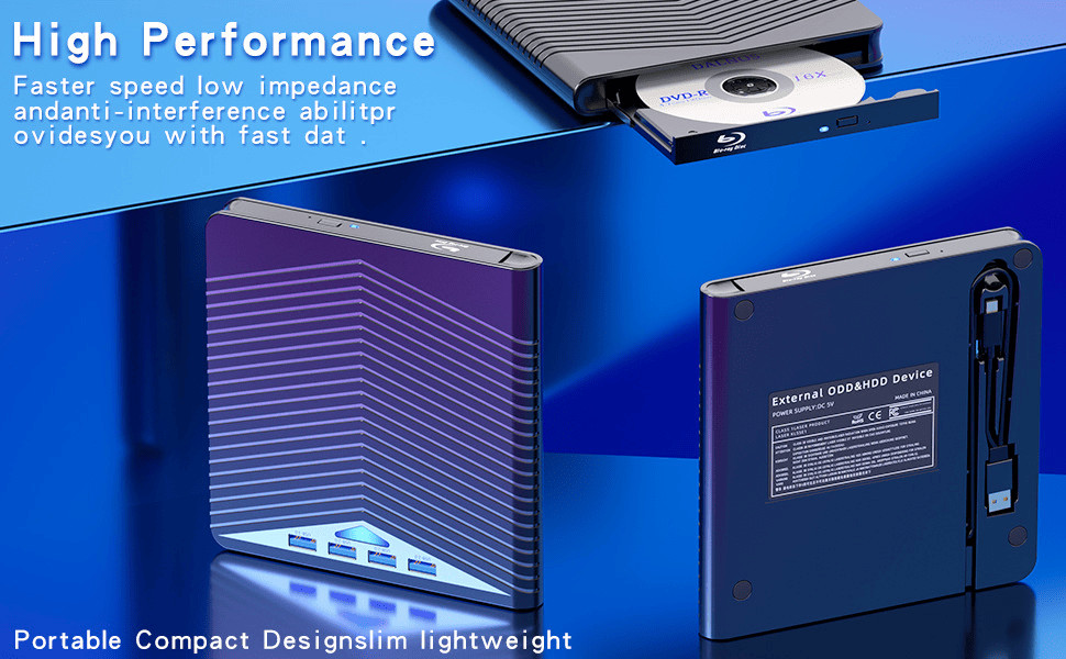 USB 3.0 External CD DVD Drive Burner Reader Writer PC Laptop Windows 11/10