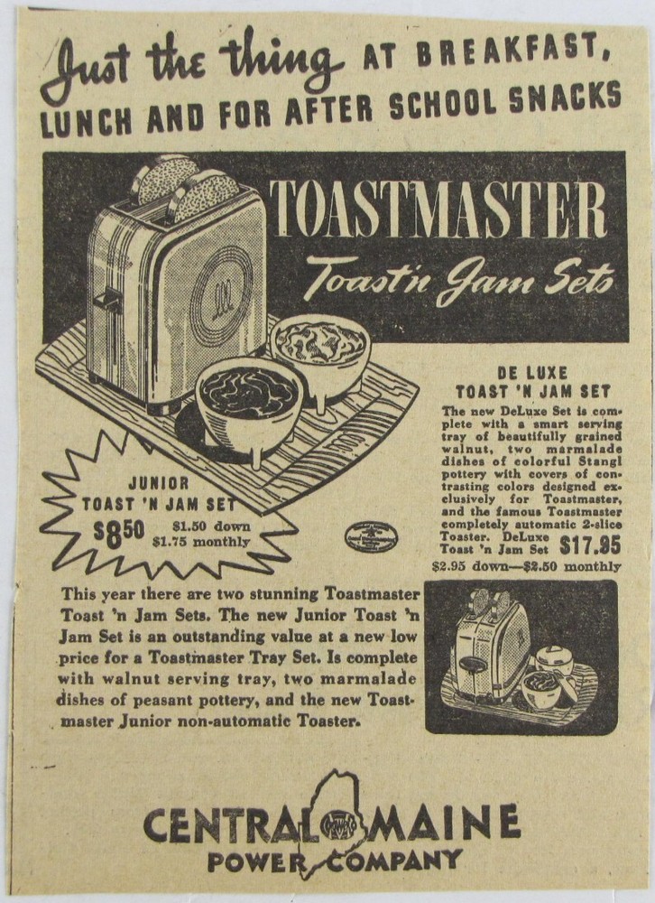 Vintage 1940 TOASTMASTER Toaster Newspaper Print Ad