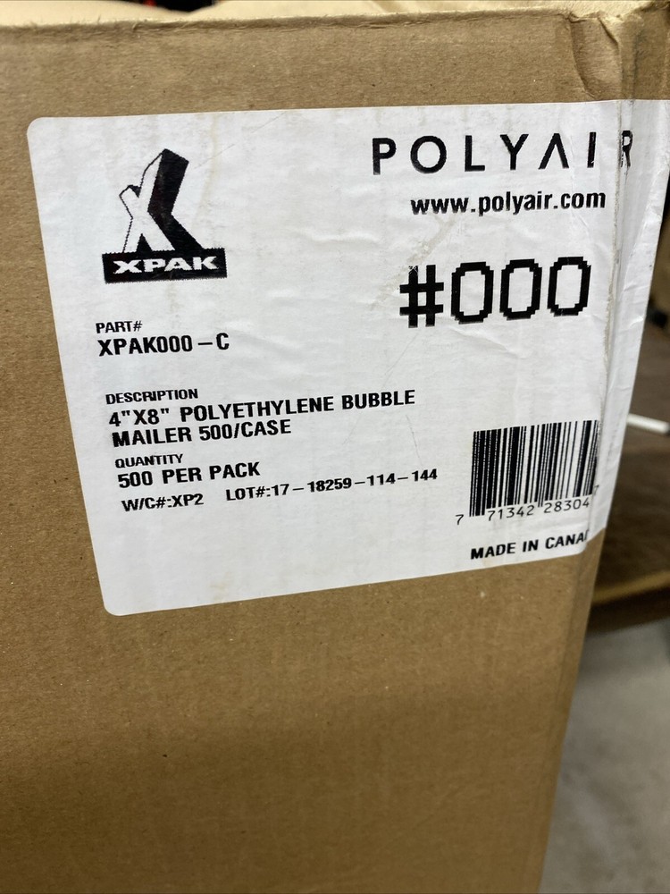 Polyair xPak 500 Polyethylene Bubble Mailer 4" by 8" RS-05