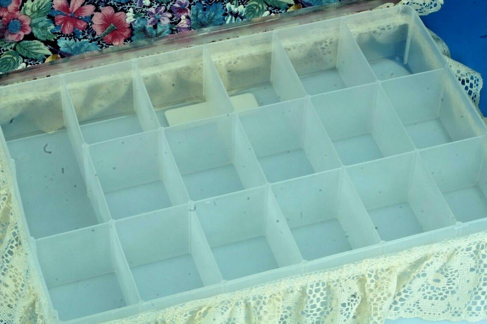 Home Crafted Padded Lacy Compartment Storage Craft Box.