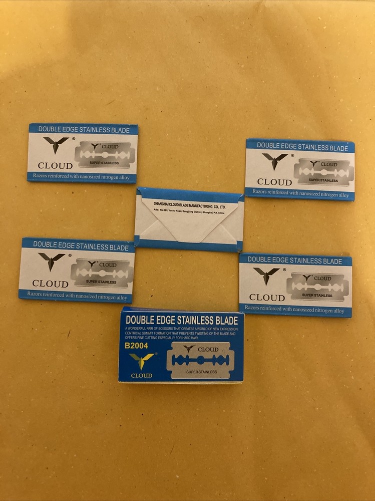 5 Double Edge Razor Blades, Cloud Super Stainless