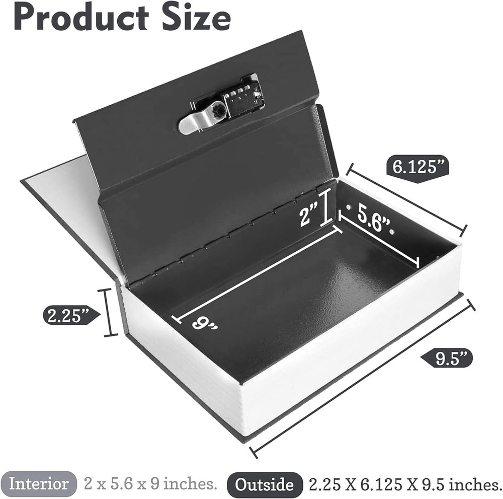 Decorative Book Safe Box with Combination Lock, Vintage Faux Code, ROSE