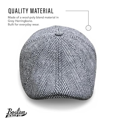 The Original Boston Scally Cap - The Peaky Medium-Large Grey Herringbone