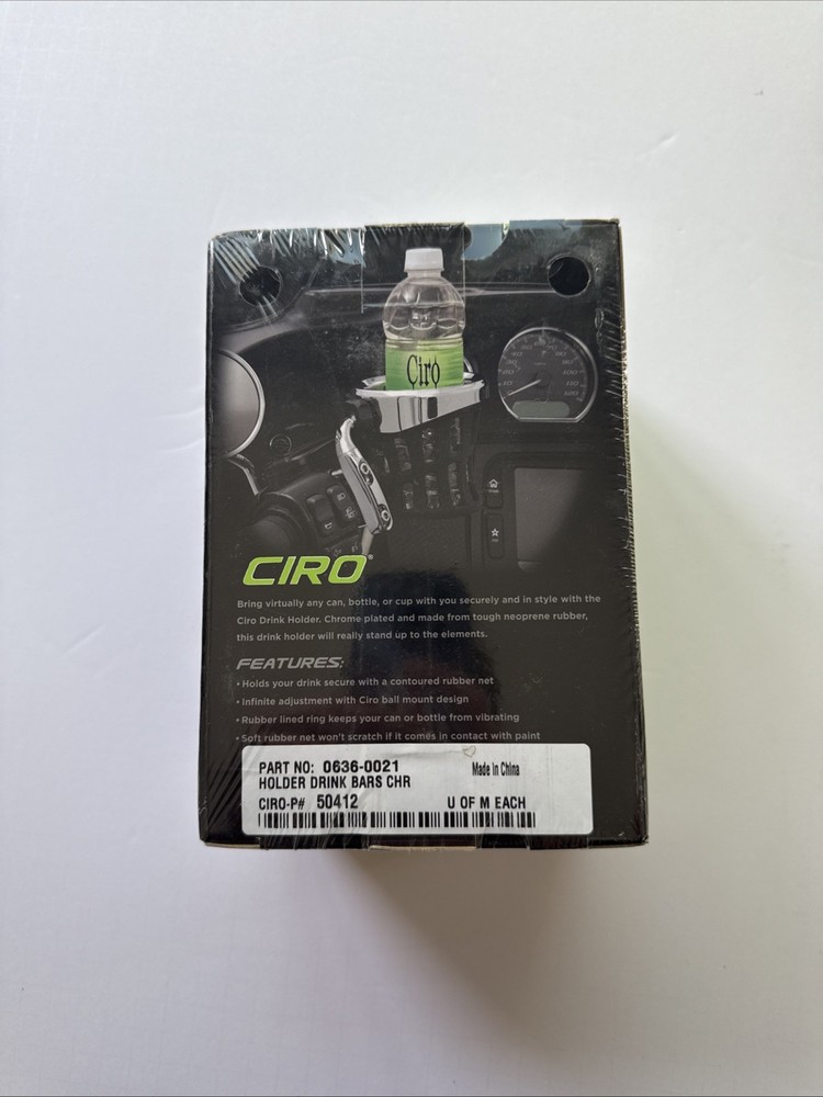 Ciro - Drink Holder with 7/8"-1" Handlebar Mount - Chrome - for Harley - 50412