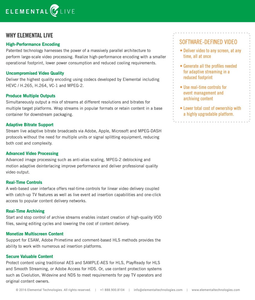 Elemental Live 280AE (Elemental L281AE) Live Video Streaming Encoder