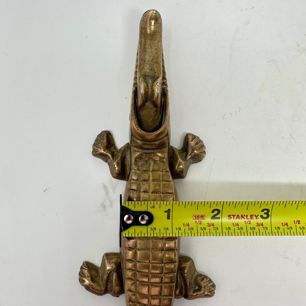 Vintage Solid Brass Crocodile Nutcracker Alligator Figurine Mid Century Modern