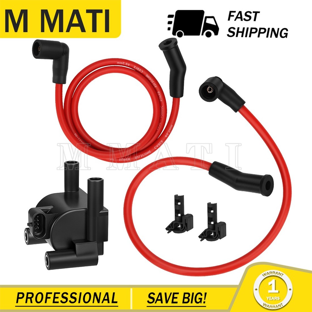Ignition Coil w/ Spark Plug Wire Cap for FXD FXDB FXDC FXDF FXDL FXDLS FXDWG
