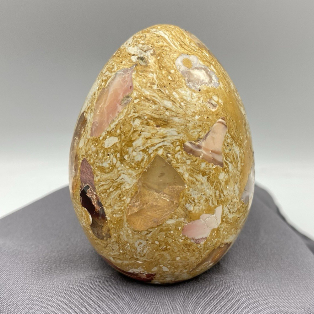 Vintage Composite Stone Egg Embedded Mexican Fire Opal? Pieces 2.5" 6oz