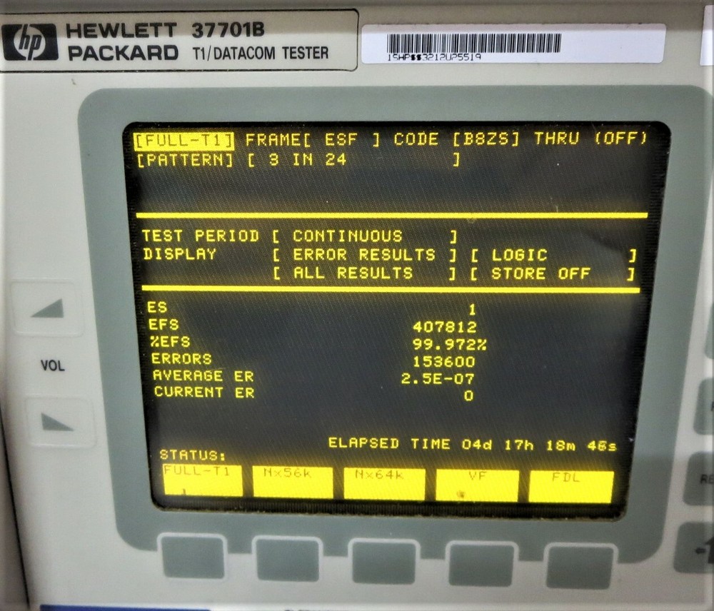 HEWLETT-PACKARD 37701B T1/datacom Tester