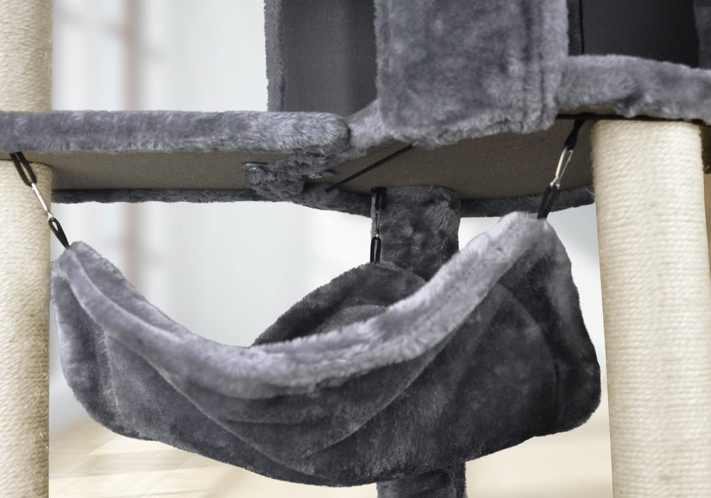 YUNIQUE Cat Tree with Condo and Big Hammock, Grey 39.4''