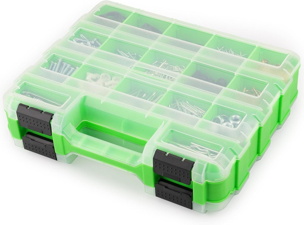 34-Compartment Small Parts Organizer Double-Sided Tool Box with Dividers