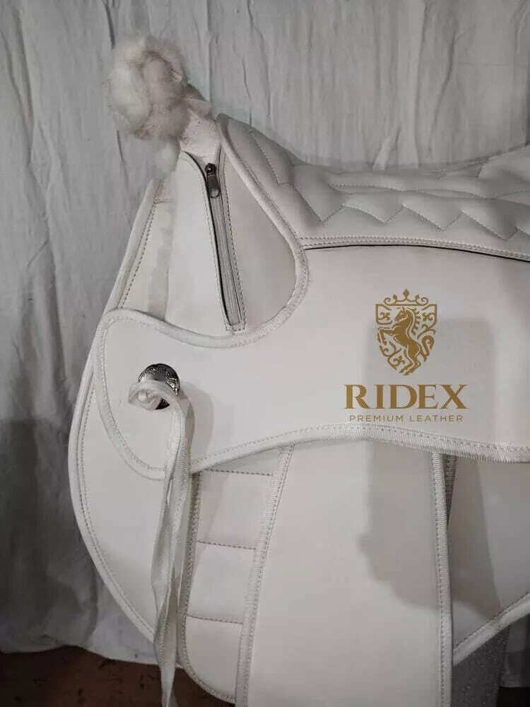 White Synthetic Treeless Western style with Extra Panel.