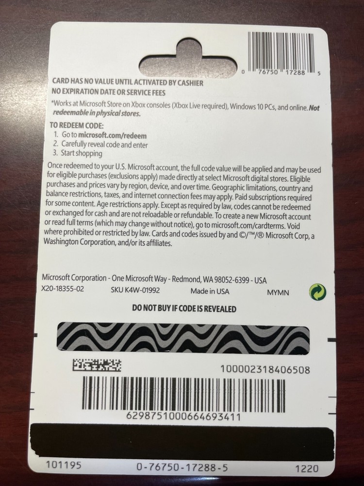 50$ XBOX WALLET GIFT CARD - SHIP ONLY