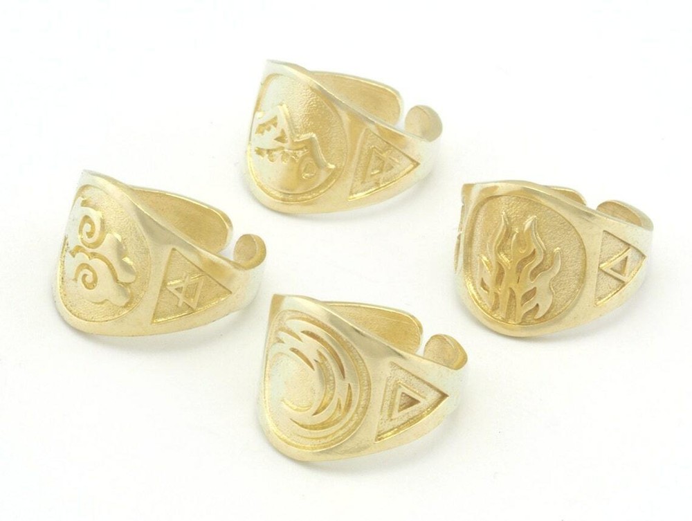 Four Elements Symbol Embossment Ring Adjustable Raw Brass (6-10US) 4671