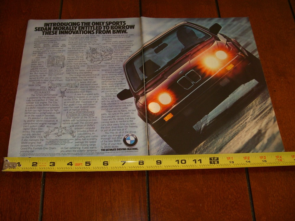 1984 BMW 325e ORIGINAL 2 PAGE AD