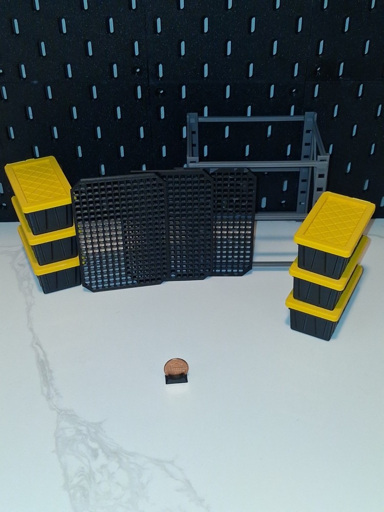 Mini Storage Shelf + Totes Set (1/10 Scale) – 6 Bins w/ Lids