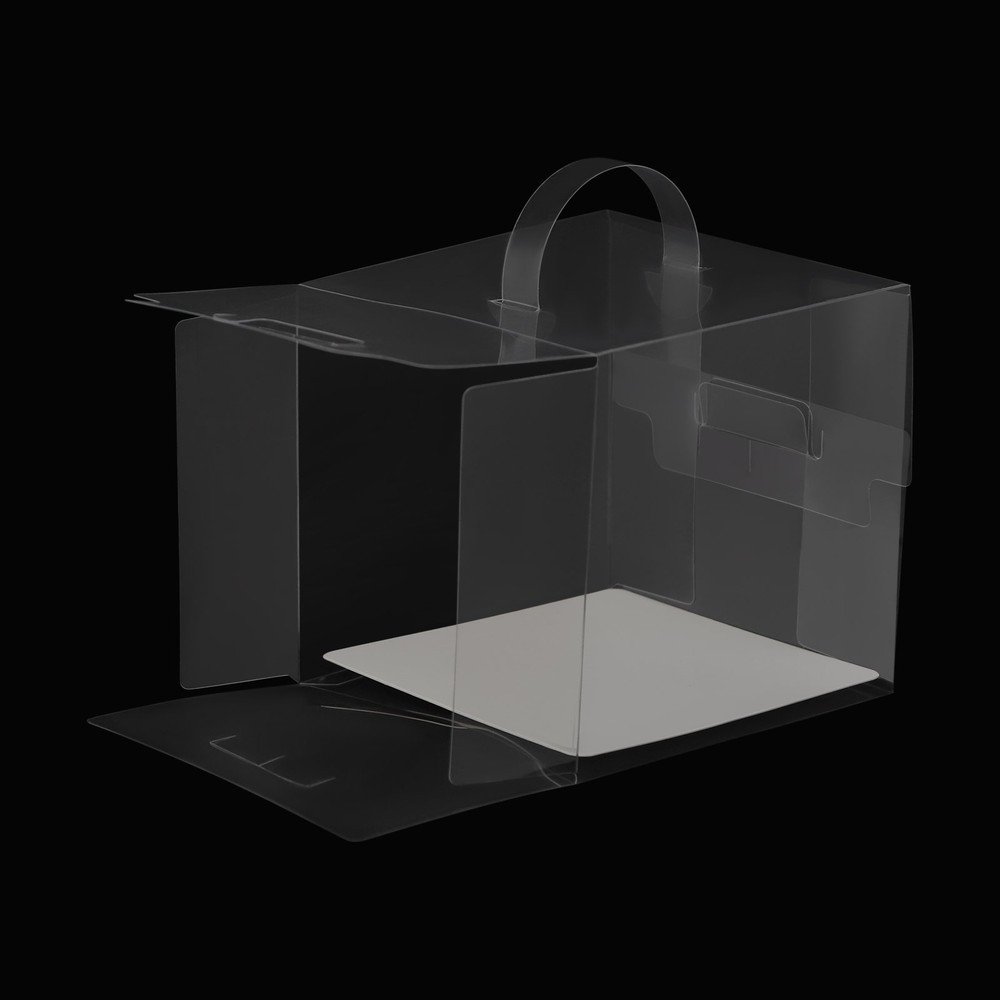 50 Clear Cake Boxes with Handles - 3 Inch, Tear-Resistant & Durable