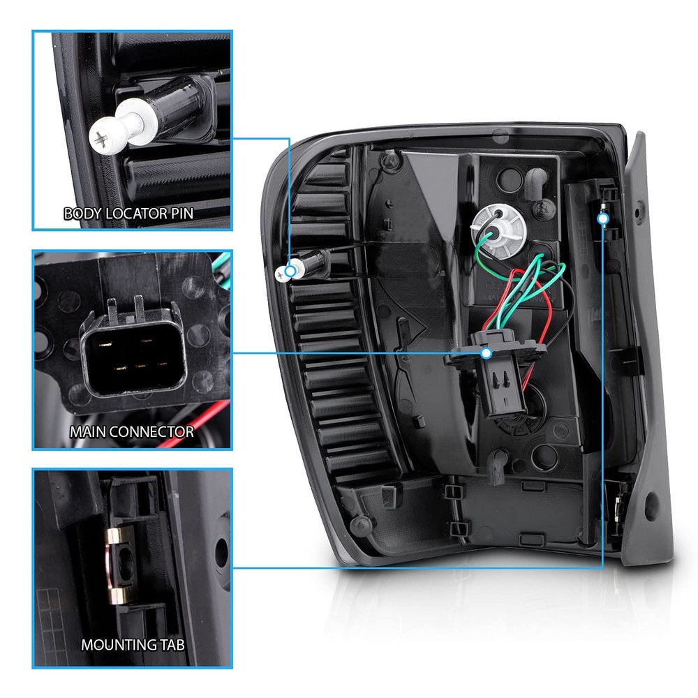 1999-2004 Grand Cherokee C-Type LED Black Tail Lights Set