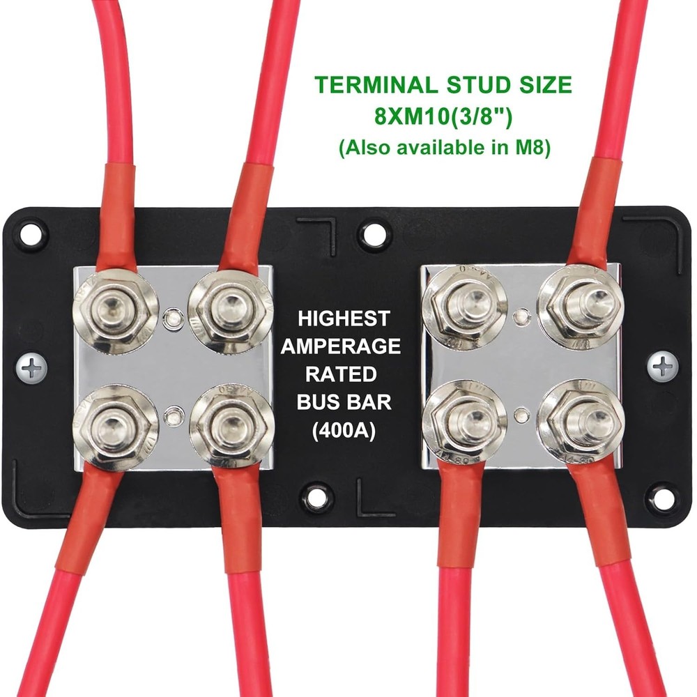 Stainless Steel 400A Busbar Module for Efficient Power Management - Red & Black