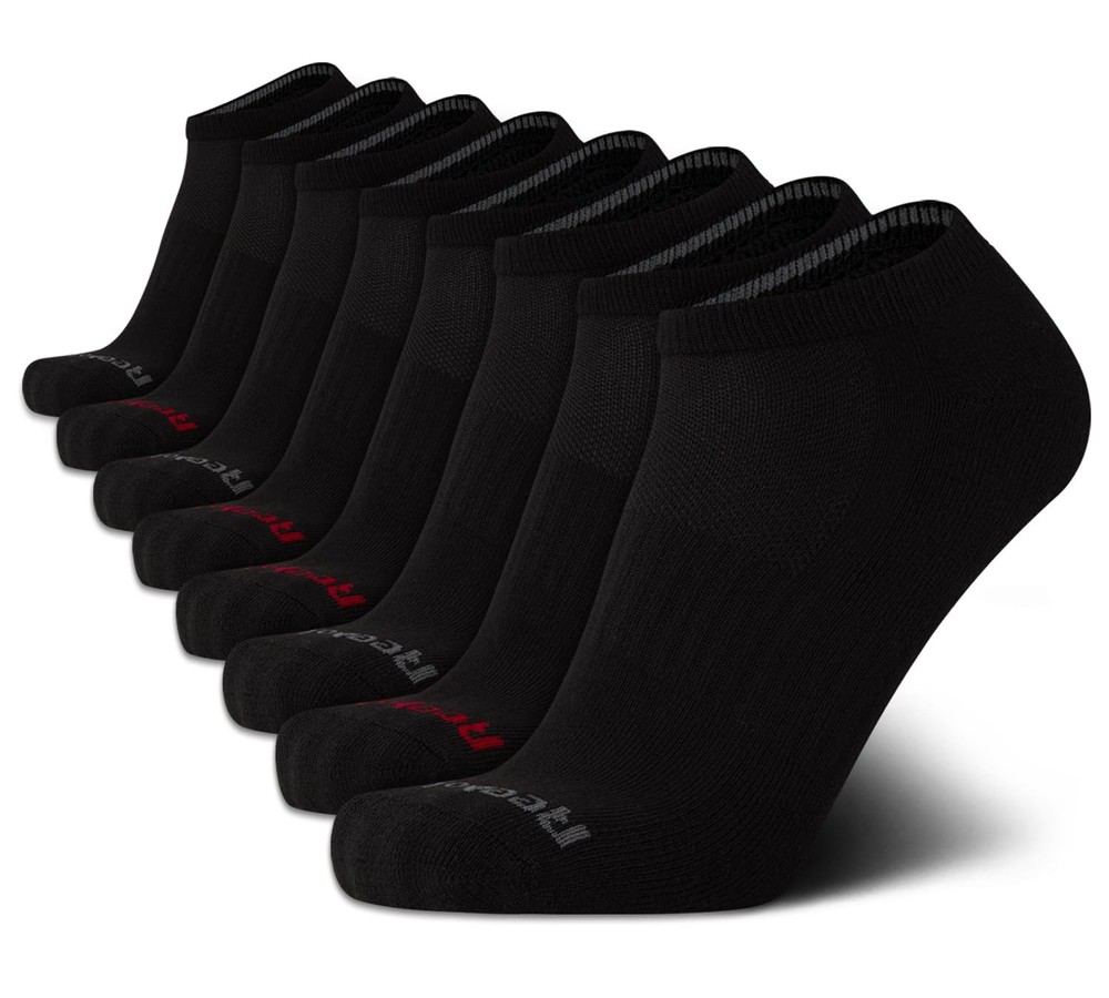 Reebok Mens Low Cut Socks - 8 Pack Stretch Performance Basic No Show - Flat Athl