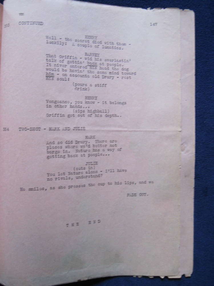 ORIGINAL SCRIPT - UNIVERSAL'S THE INVISIBLE MAN'S REVENGE by BERTRAM MILLHAUSER