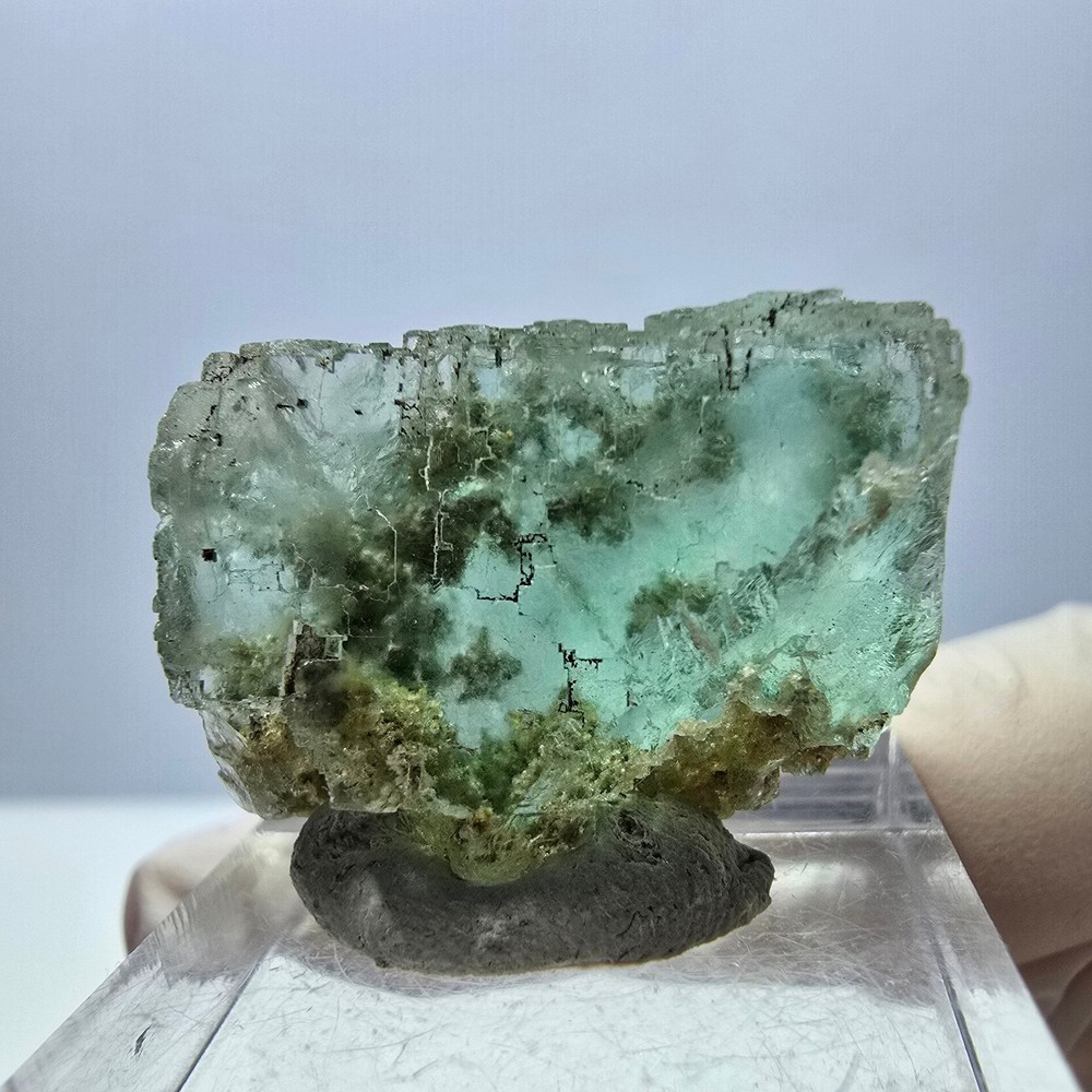 Clear Phantom Fluorite Cube parquetted, green Okorusu, Namibia 27*19*17mm