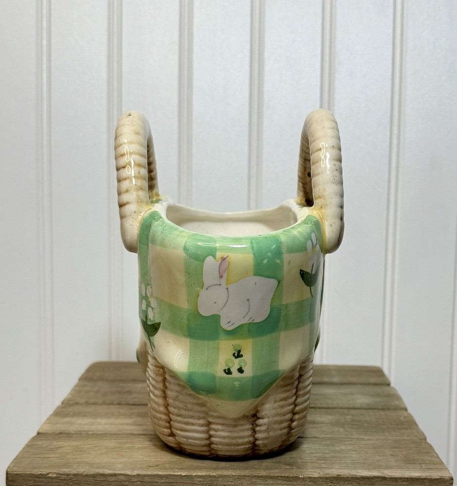 Vintage Easter Bunny Spring 3D Basket & Box WCL Ceramic Set Cottagecore Tabletop