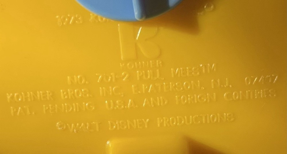 Vntg 1973 Mickey Mouse Pull Toy No String Disneymania Disney Decor Car Retro