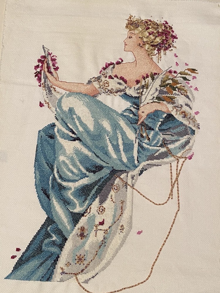 Counted Cross Stitch Spring Queen Completed