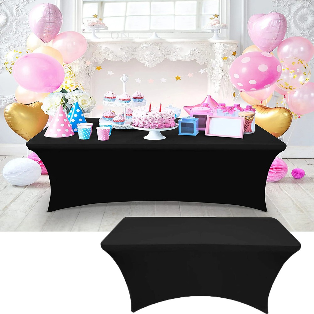 Stretch Spandex Table Covers Fitted Black Table Clothes for Rectangle for Home