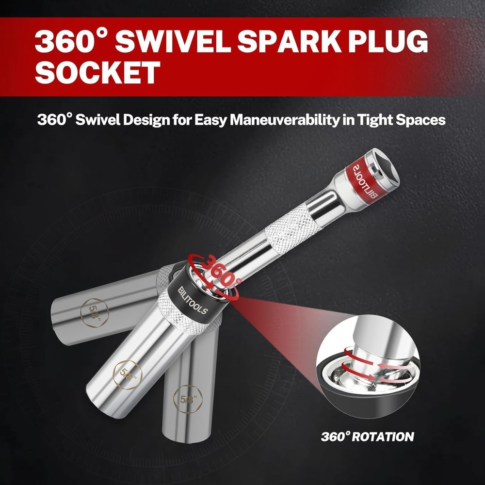 Lightweight 5/8-Inch Thin Wall Magnetic Spark Plug Socket - 6