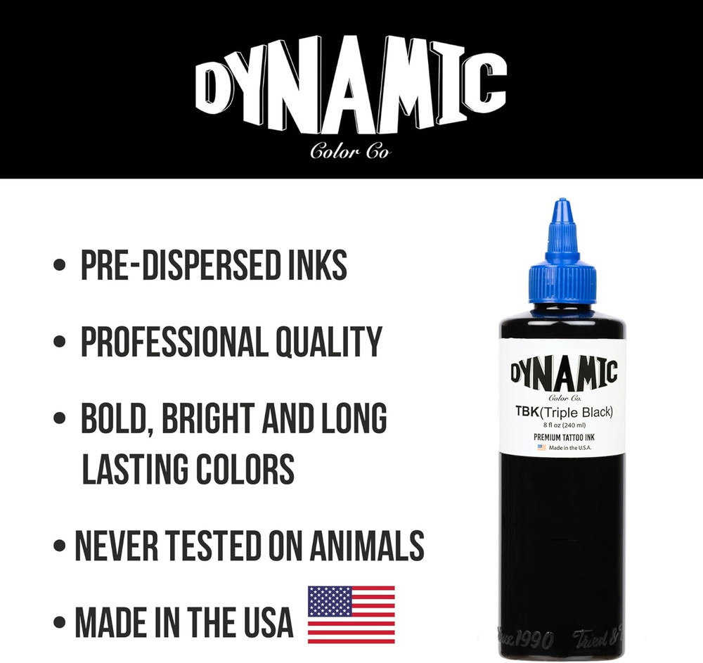 Dynamic Triple Black Tattoo Ink Bottle 8Oz