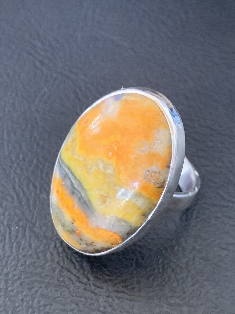 Bumble Bee Jasper Navajo Sterling Silver Ring Size 8 (Adjustable) 11542