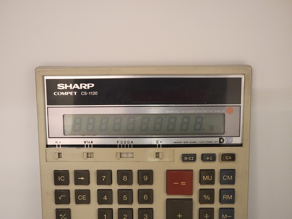 Sharp CS-1130 Solar Cell Calculator Tested Rare