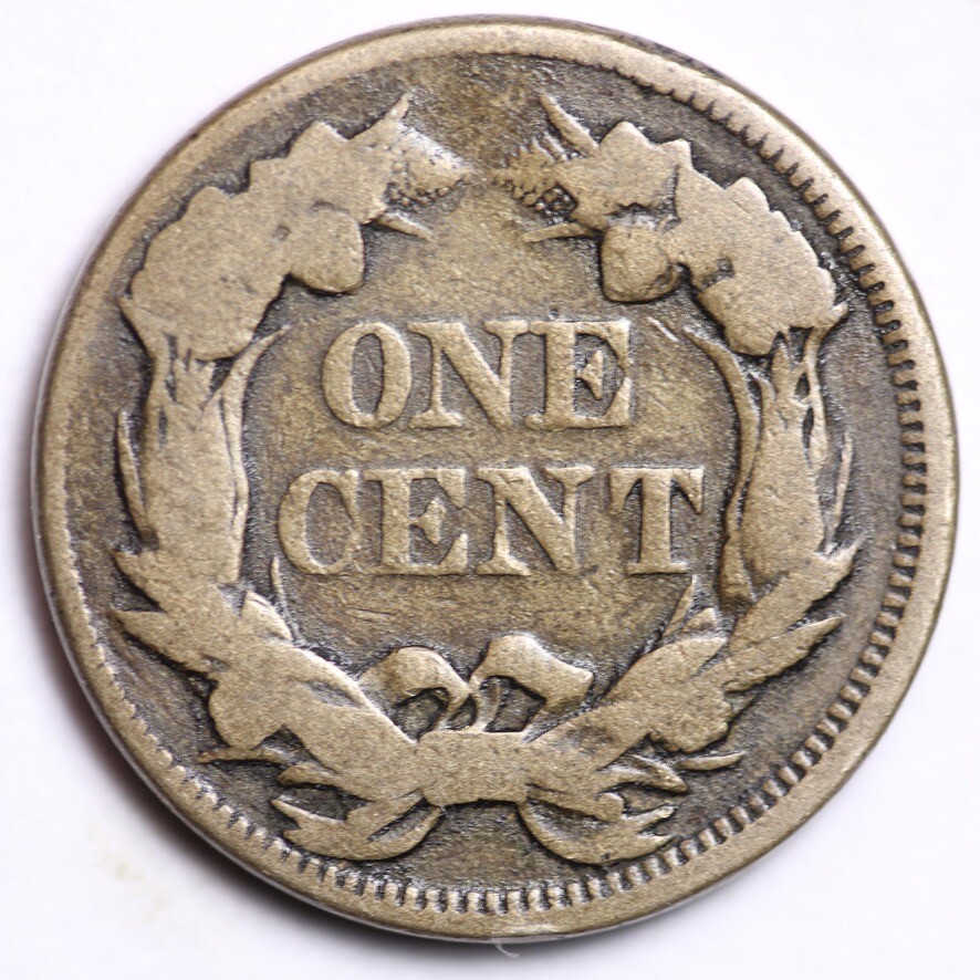 1857 CLASHED DIE ERROR CUD Flying Eagle Small Cent CHOICE VG+ FREE P/H E399 AET