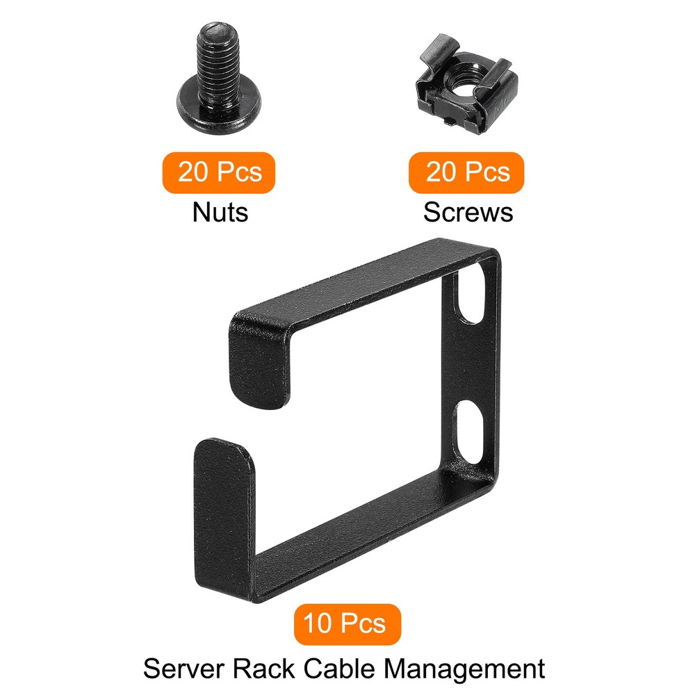 Server Rack Cable Management D Ring Hooks Bracket Organizer Black Color/10Set