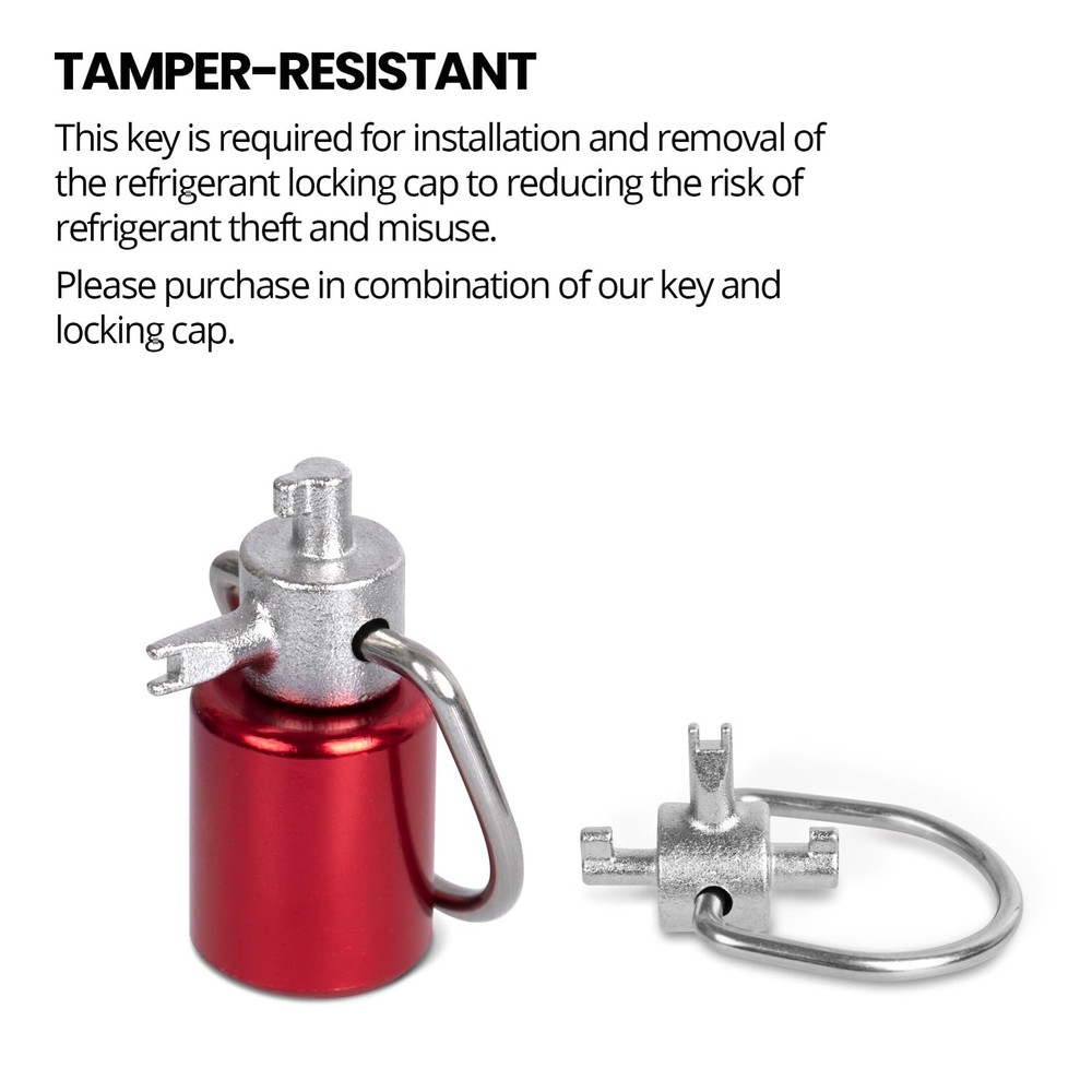 HVAC Tools, Locking Cap Key for Refrigerant Safety Caps, Universal, Silver