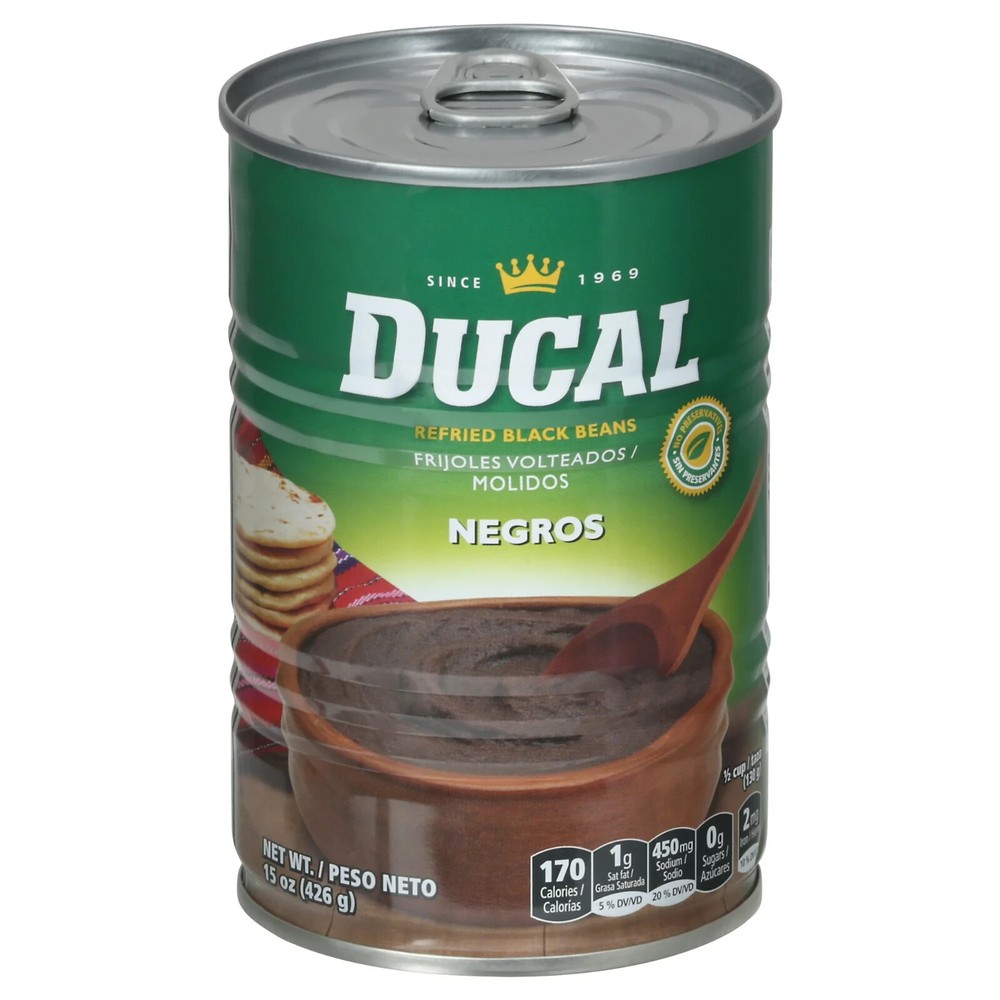 Goya Ducal Refried Beans, Black, 15 Oz