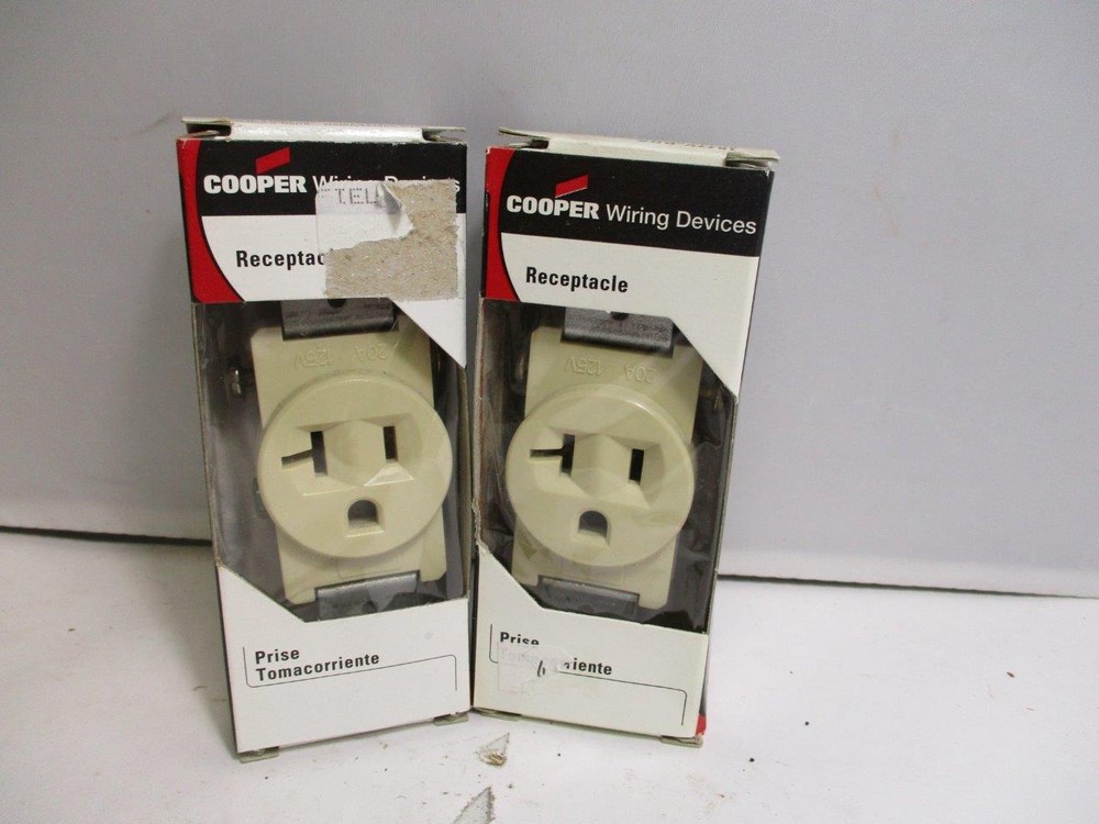 Cooper 1877V Ivory Single Receptacle 20A 125V