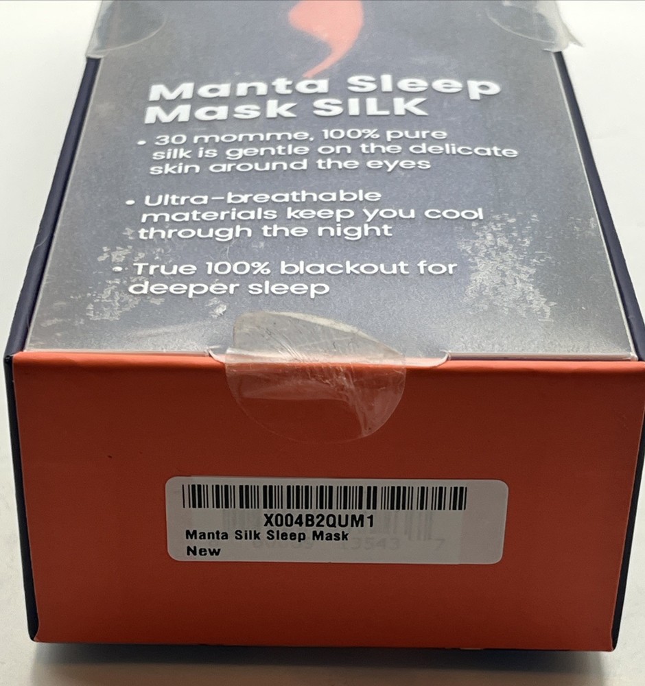 MANTA Premium Silk SLEEP MASK Blackout Light Blocking For Deeper Sleep -Open Box