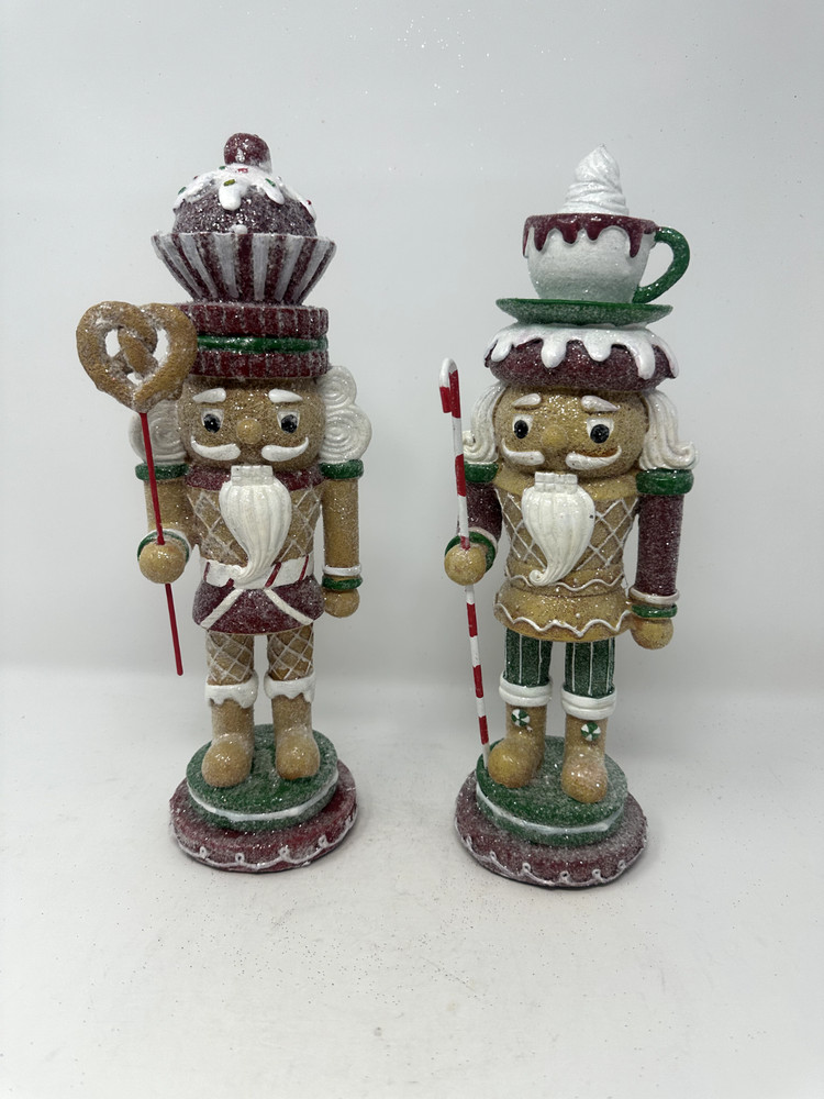 Glittered Gingerbread Nutcrackers, Candyland Nutcracker, Christmas, NEW 12.5"