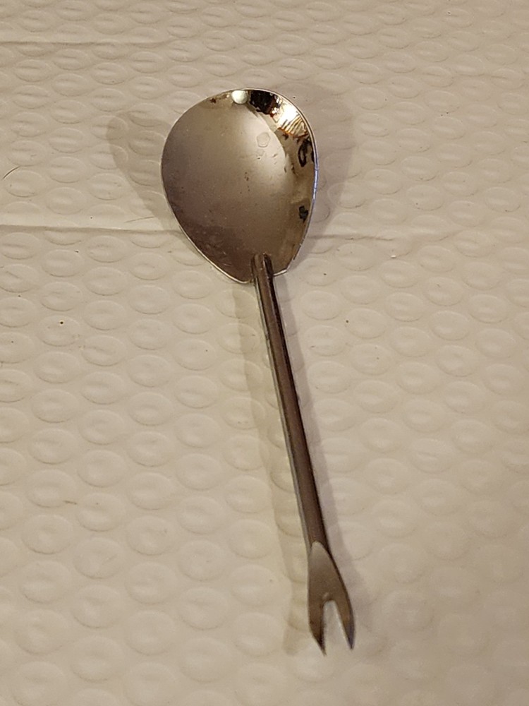 699. Vintage Cocktail Spoon With Fork Tip 1960s