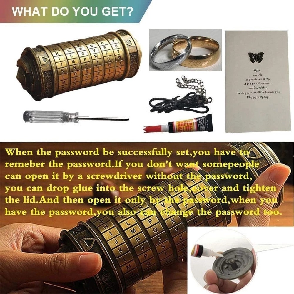 Cryptex Da Vinci Code Mini Cryptex Lock Puzzle Boxes with Hidden Compartments...