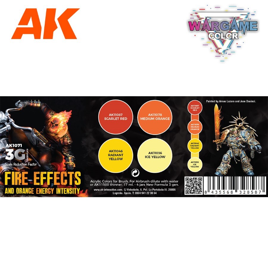 AK Interactive: Fire Effects - Wargame Color Paint Set - AK1071