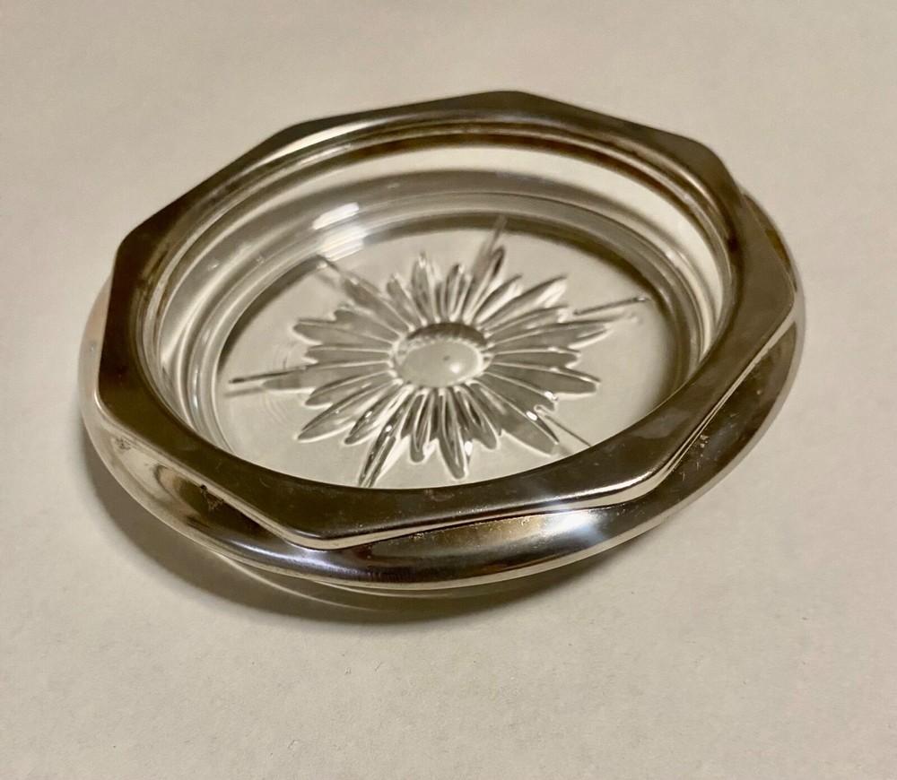 W&S Brackinton Dining Crystal &Silver Coaster Vintage