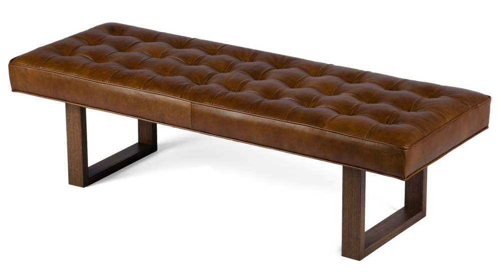 Retro - Modern Genuine Leather Bench, Ottoman, Coffee Table