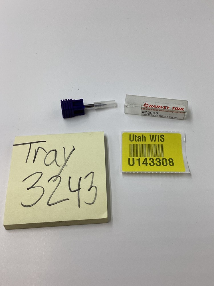 Harvey Tool Square End Mill: 0.0050" Dia, 0.0150" LOC, 2 Flute, Solid Carbide
