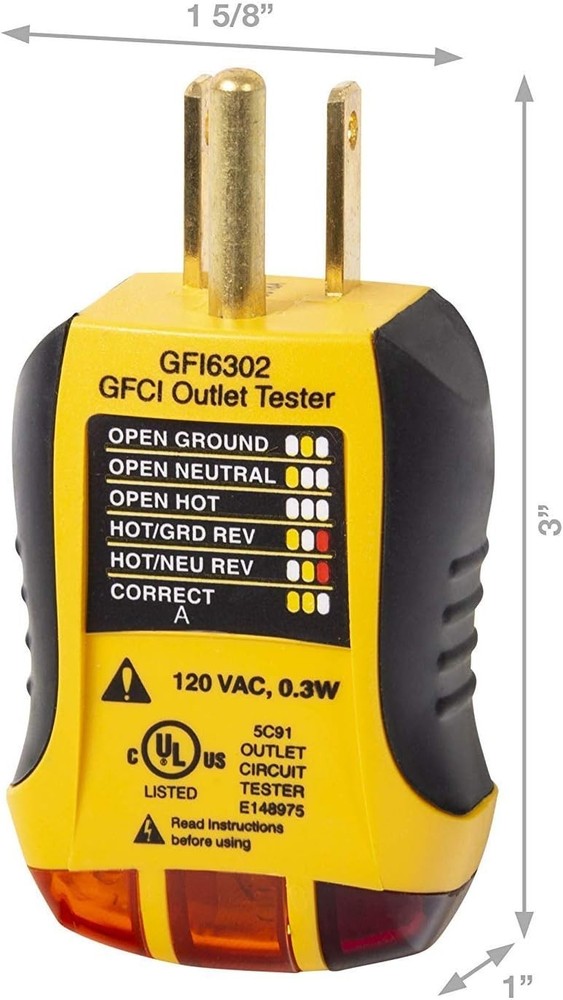 High-Performance GFCI Receptacle Tester with 7 Indicators for Quick Diagnostics
