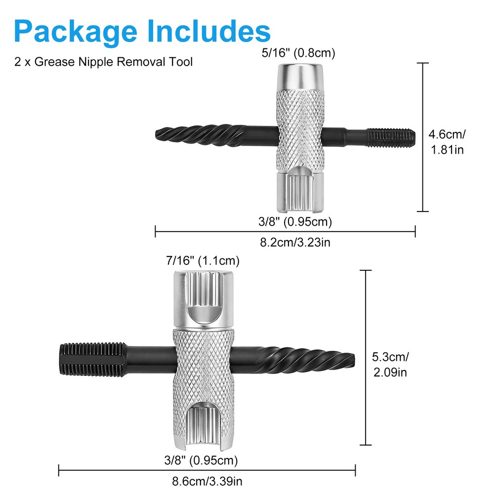 4 in1 Grease Zerk Fitting Tool Assortment Install Remove Rethread SAE NPT Metric