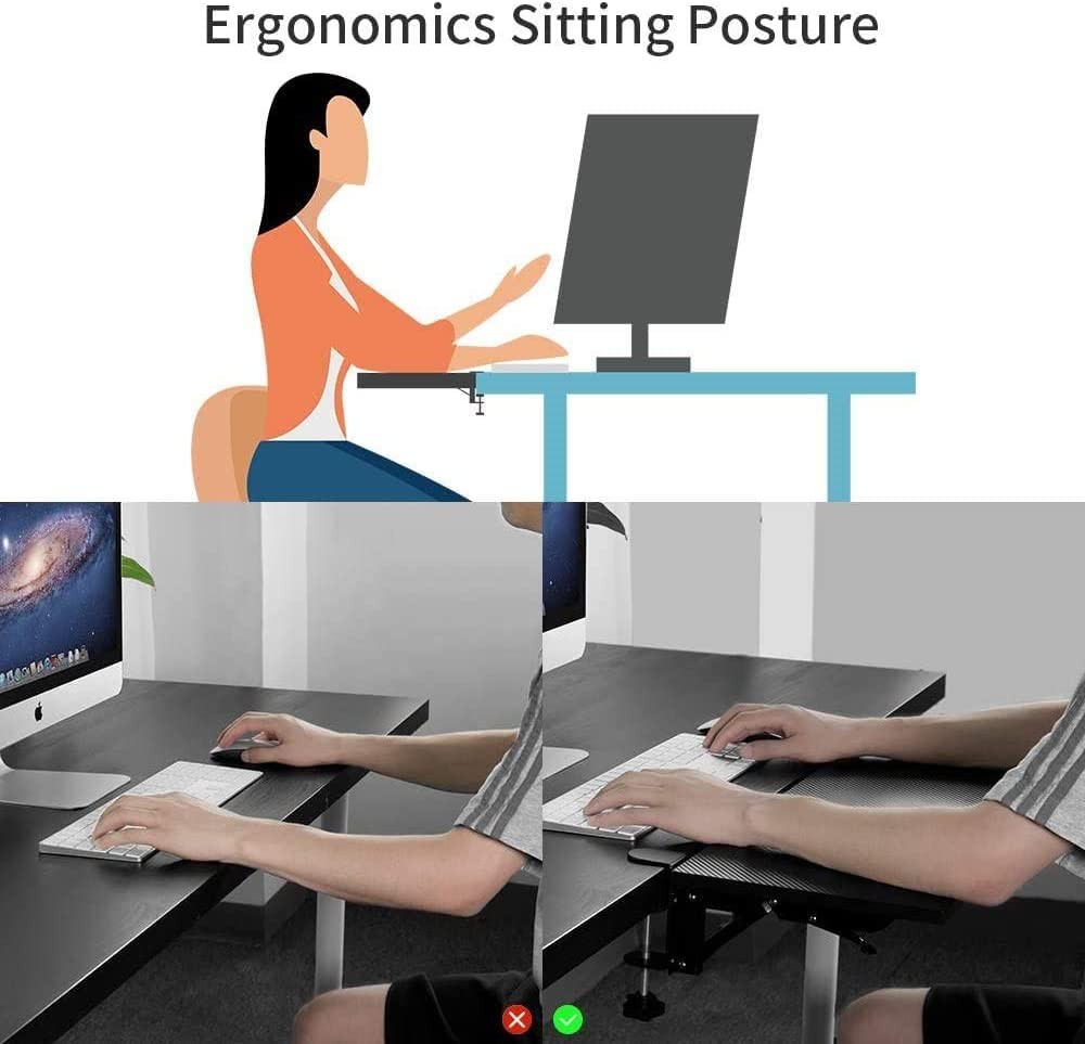 Desk Extender 21.65"x9.45" Arm Support Collapsible Ergonomics Computer Table ...